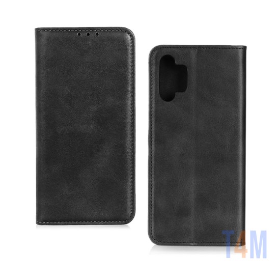 Funda Abatible de Cuero con Bolsillo Interno para Samsung Galaxy A32 Negro